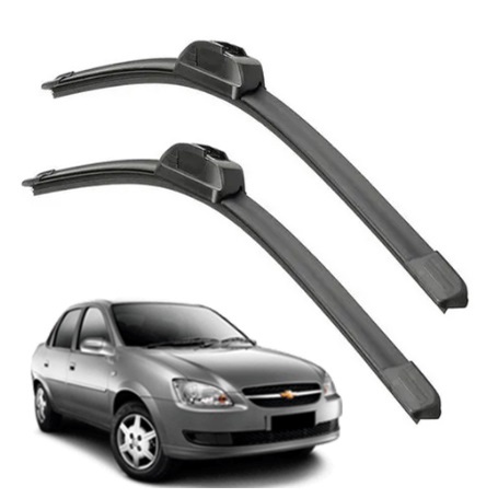 Par Palhetas Limpadores Parabrisa Silicone Chevrolet Celta Prisma Corsa Classic 1994../2016