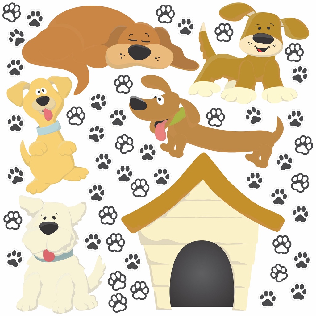 Adesivo Parede Infantil Casinha Cachorro Cachorrinho Patinhas Pet Dog C73