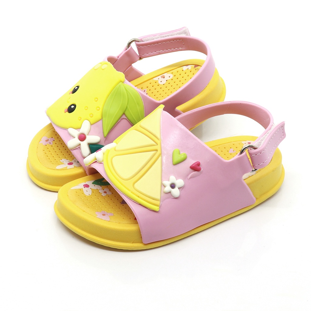 Sandália Infantil Menina Plugt Blogueirinha Confortável Limão Amarelo Rosa Claro Verão Escola Moda Praia