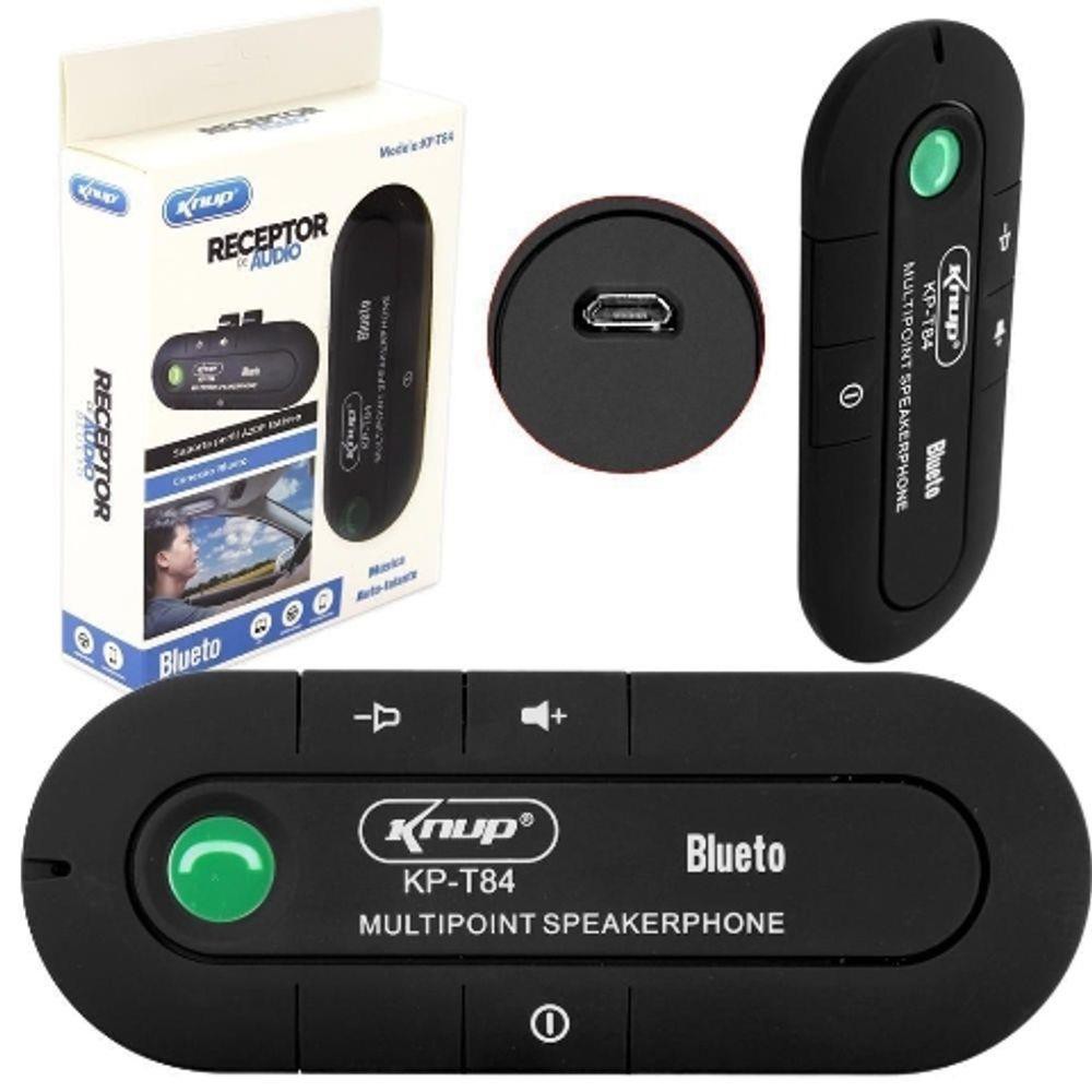 RECEPTOR DE ÁUDIO KNUP KP-T84 BLUETOOTH V3.0 - COMPATÍVEL C/ CARRO-PC-CELULAR-FONE DE OUVIDO - ALCANCE DE 10M