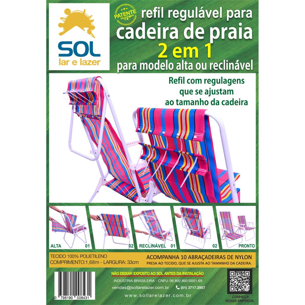 هندسة يعالج كفى  Refil cadeira praia Reclinável Kit 2 peças ( deitar ) | Shopee Brasil