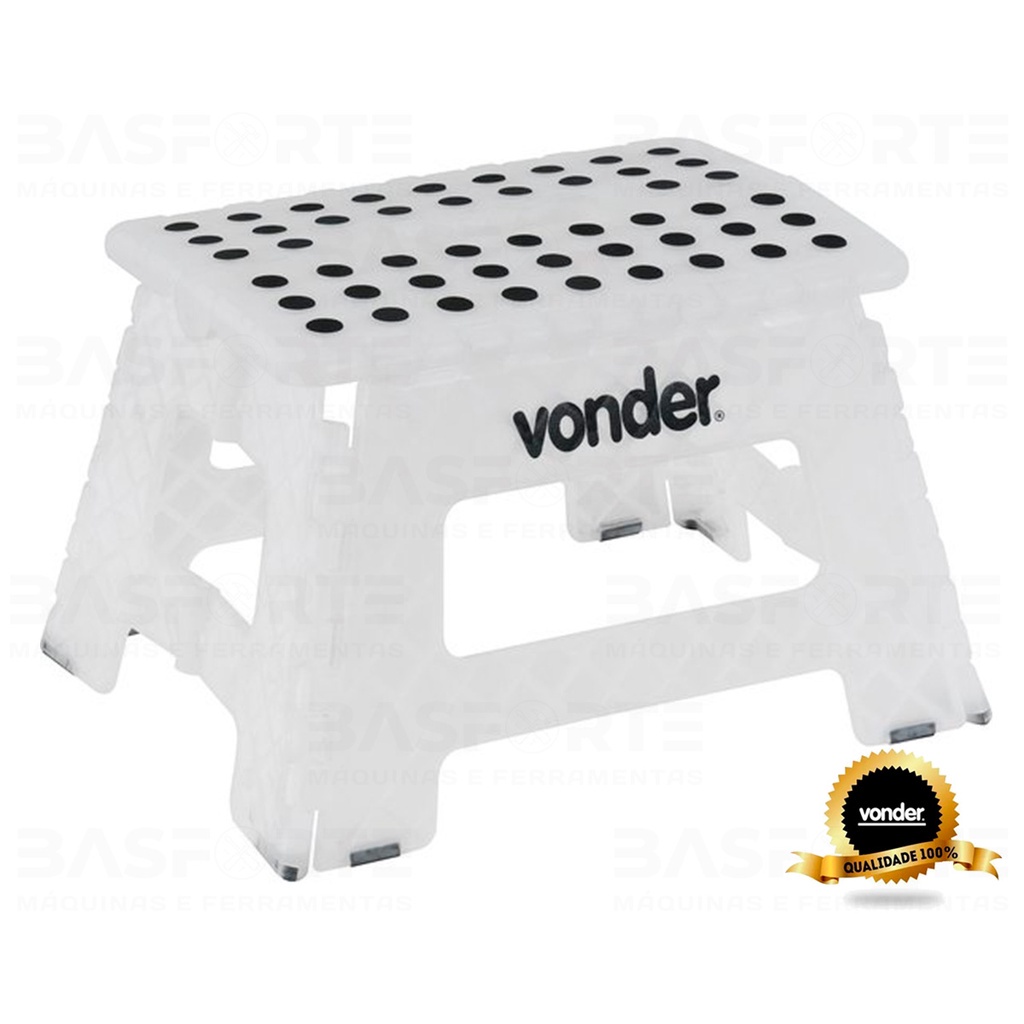 Banqueta Cadeira Banquinho Plástica Dobrável 220mm Branca Alça Vonder 150kg em Oferta na Shopee