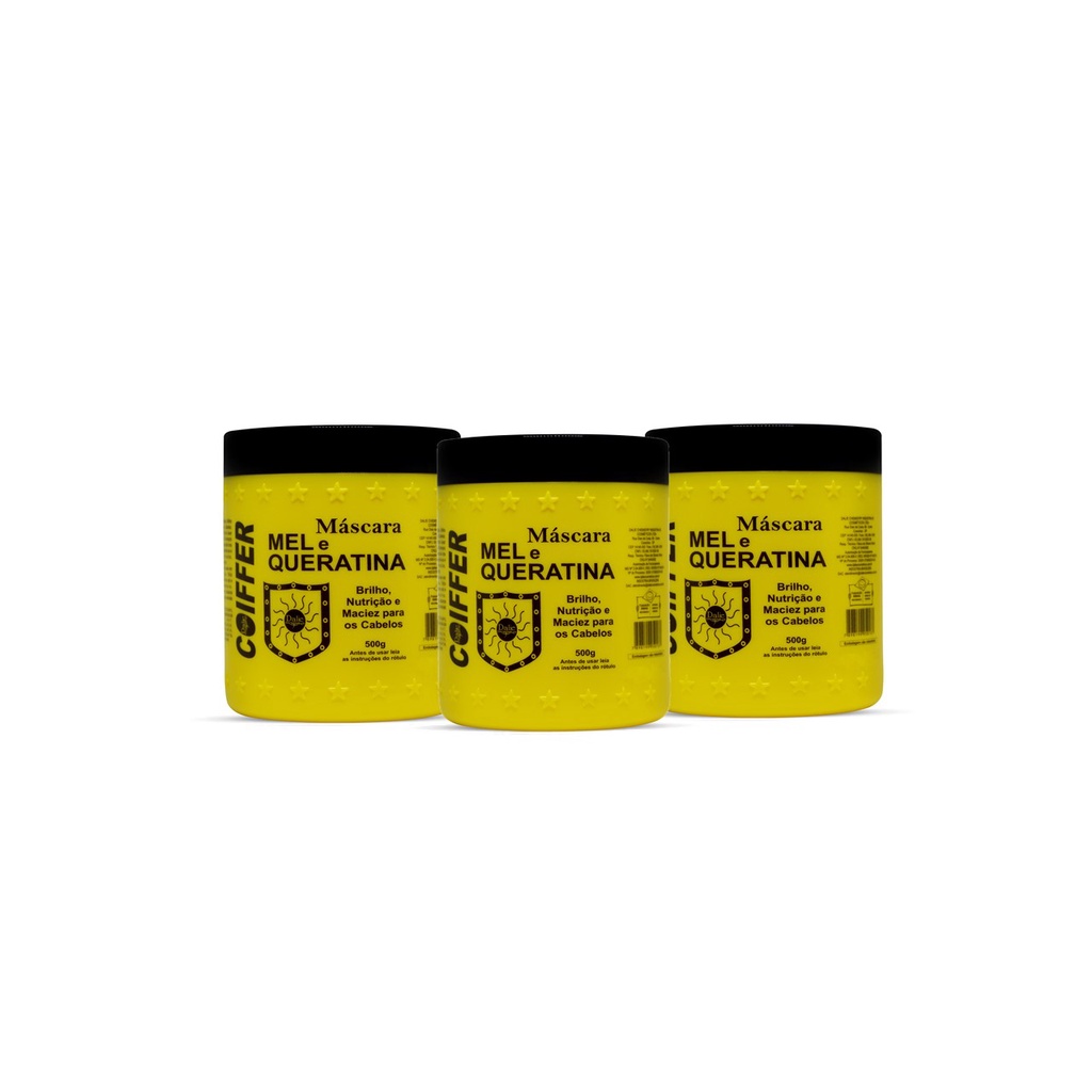 Kit Máscara Mel E Queratina Coiffer 3 Unidades Original 500g