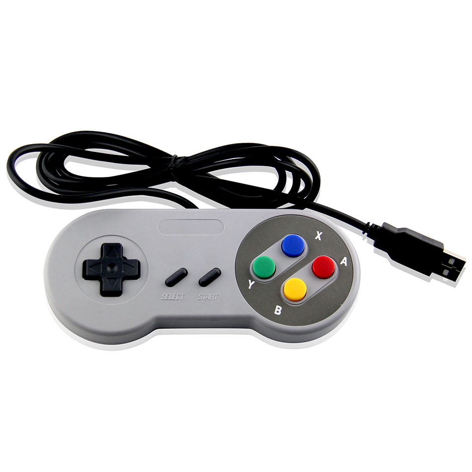 Controle Usb Super Nintendo Snes Para Computador Pc Mac Emulador - Botões Colorido