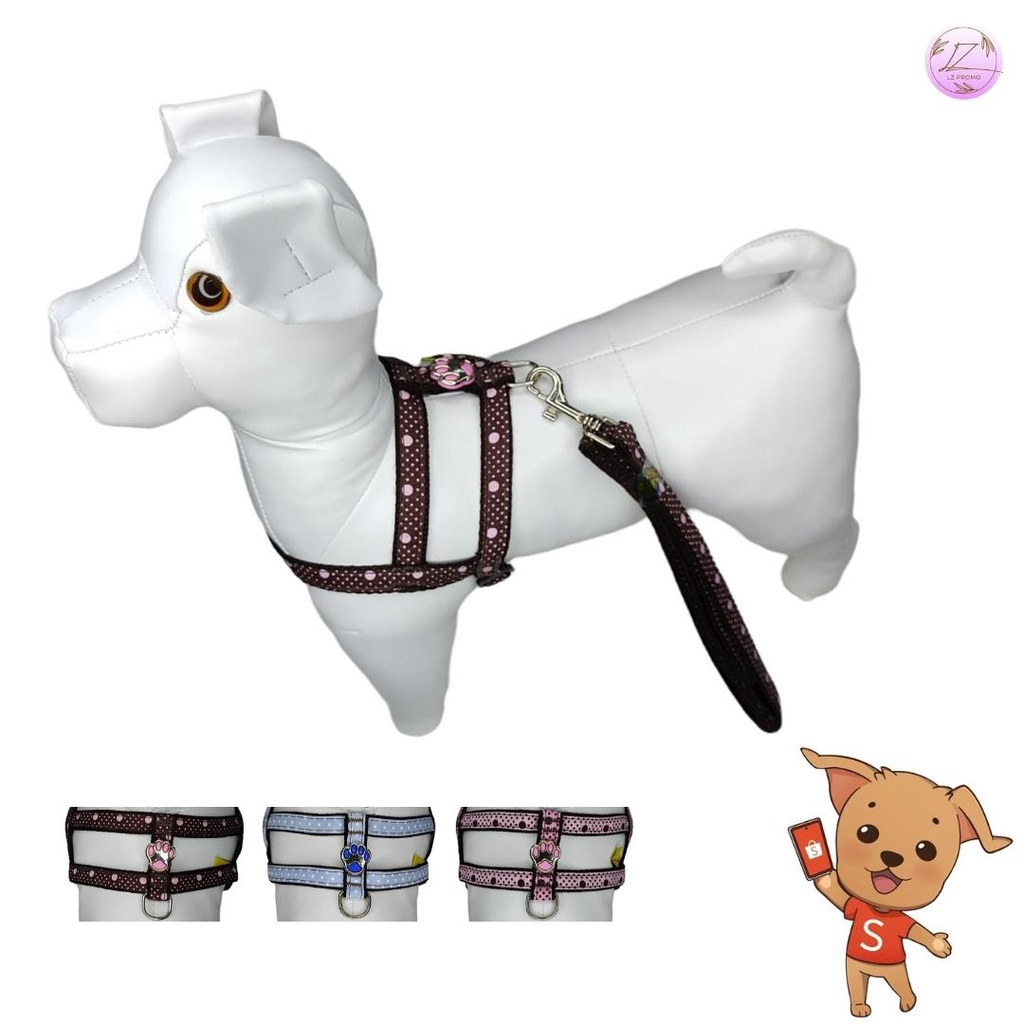 Coleira Conjunto Peitoral Com Guia Nylon - Modelo Chocolate