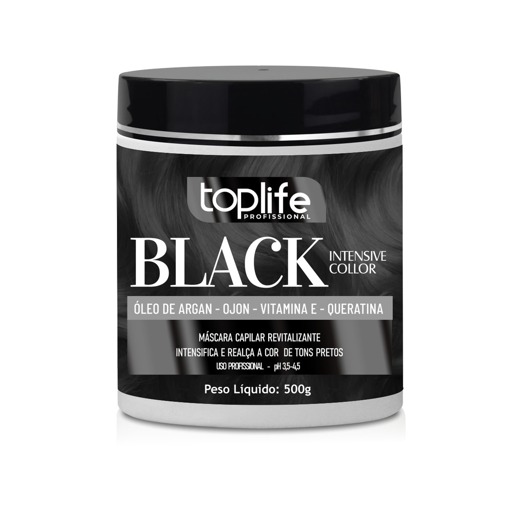 Máscara Capilar Matizador Tonalizante Preta Black 500gr Toplife