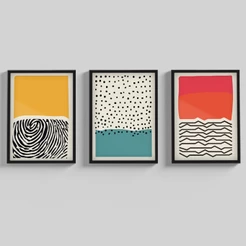 Kit Quadros Decorativos Para Sala Moderno 40x60 cm Moldura Hall Escritório Abstrato Minimalista