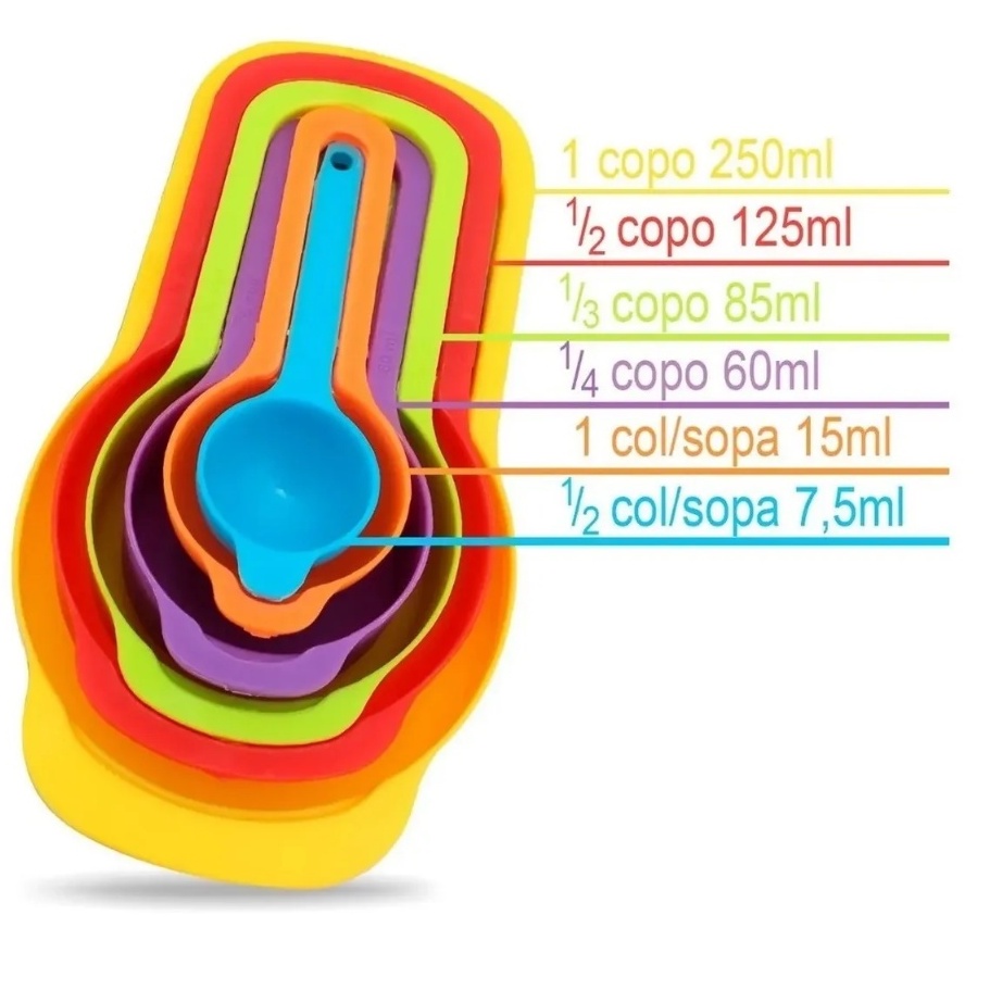 Kit Colheres Medidoras 6 Peças Culinário Utensílios Cozinha