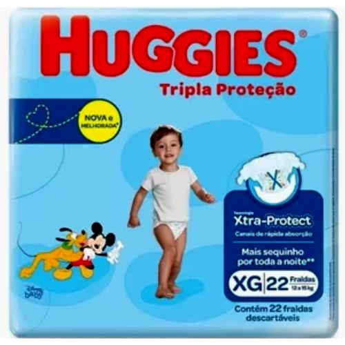 Kit 5 PACOTES FRALDAS HUGGIES TRIPLA PROTEÇÃO P= 160 M=140 G=120 Xg=110 Xxg= 110 Tiras