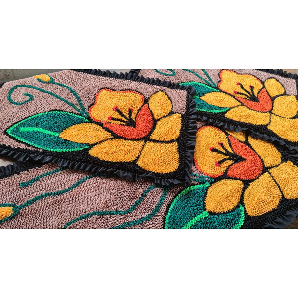 Jogo de Tapete Frufru e Passadeira Orquídea Cozinha