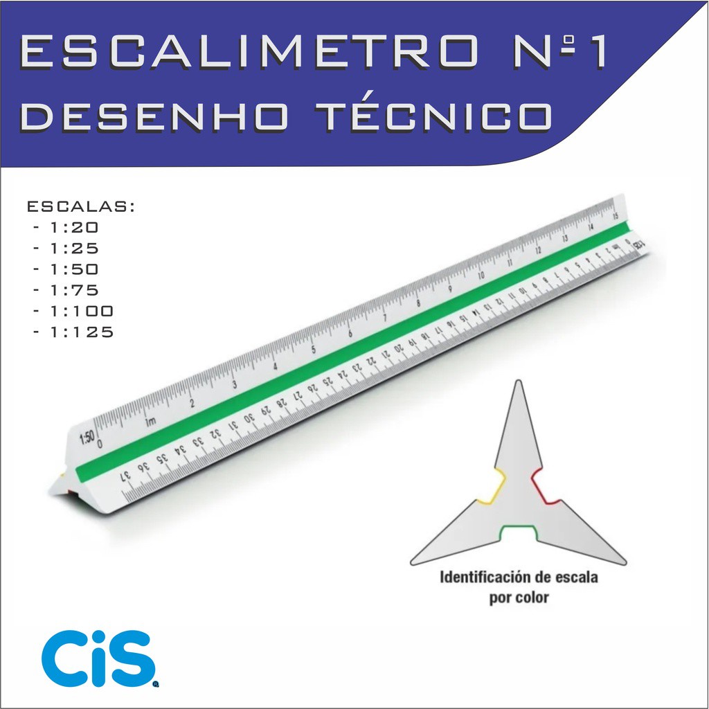 Escalímetro Régua Triangular Plástico 30 Cm N° 1 Cis - Fenix em Oferta na Shopee