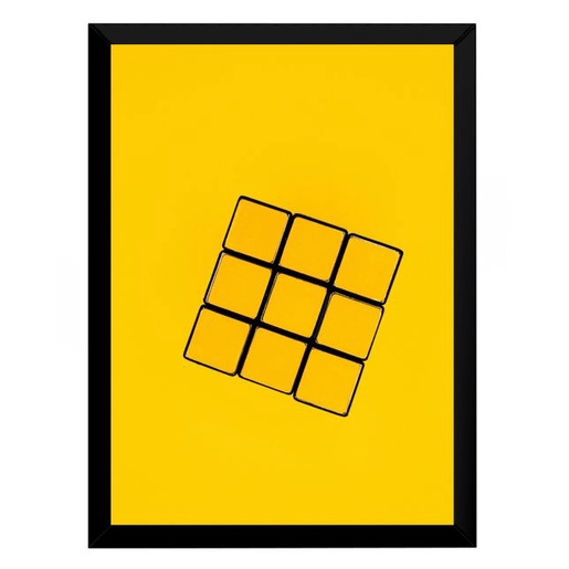 Quadro Cubo Magico Amarelo no Amarelo Decoração para Inspiração.