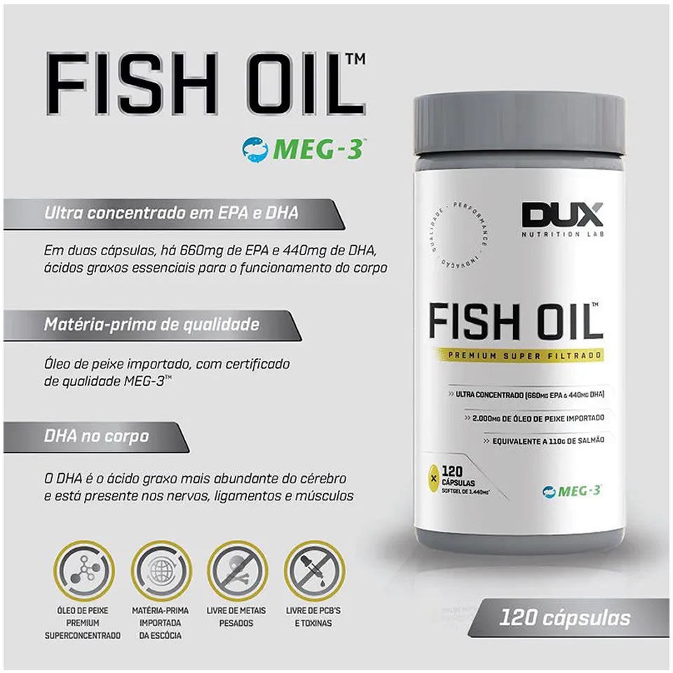 Fish Oil - Ômega Pote Com 120 Cápsulas Dux Nutrition | Shopee Brasil