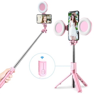 Pau De Selfie Sem Fio Compatível Com Bluetooth Tripé Dobrável LED Para Celular Android Live