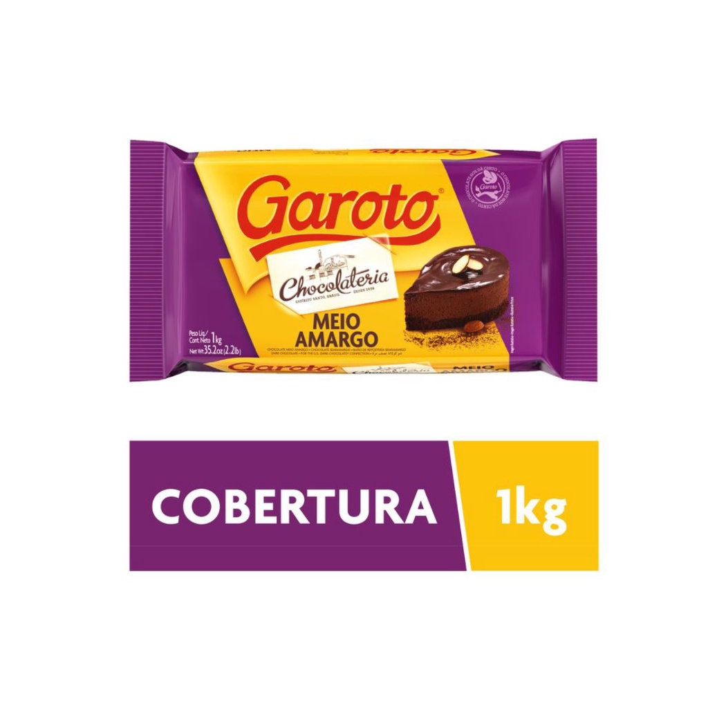 Chocolate para Cobertura Garoto Meio Amargo 1kg Escorrega o Preço