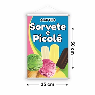 Banner de Sorvete e Picolé, 35x50cm, Modelo Pronto Imagem, 1un