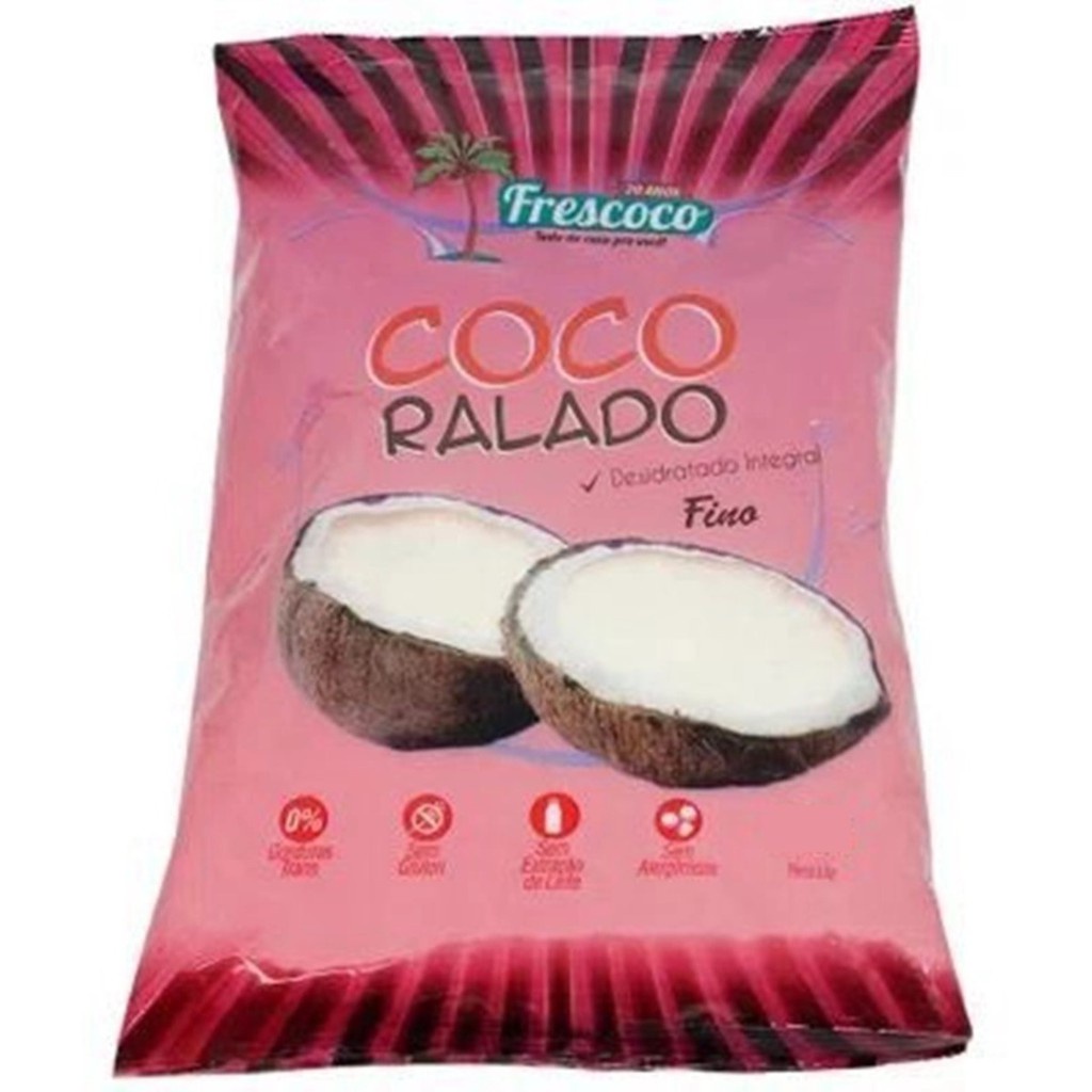 Coco Ralado Integral Fino 500gr - Fres Coco em Oferta na Shopee
