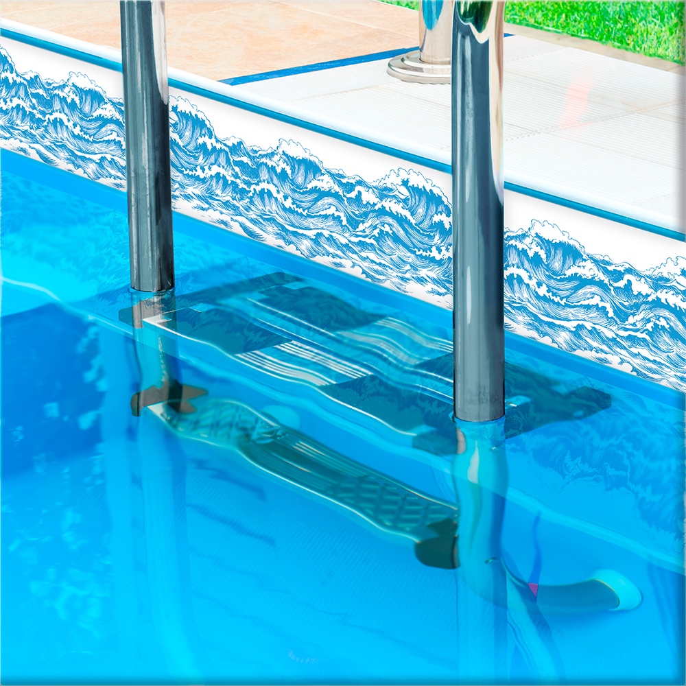 Faixa de Piscina Adesiva Azul Ondas