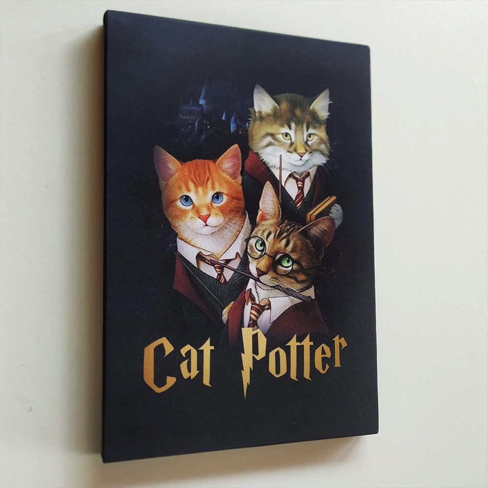 Quadro decorativo. Harry Potter Cat Potter, arte pet modena em tela canvas pronto para pendurar.