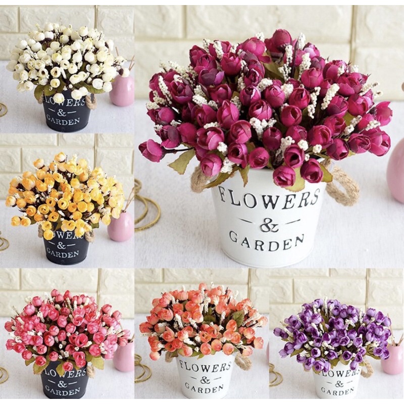 Buquê de Mini Tulipa artificial com 5 galhos e 15 flores em Oferta na Shopee