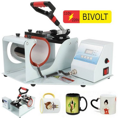 Prensa Térmica Sublimação para Personalização de Canecas Long Drink Squeezes Bivolt