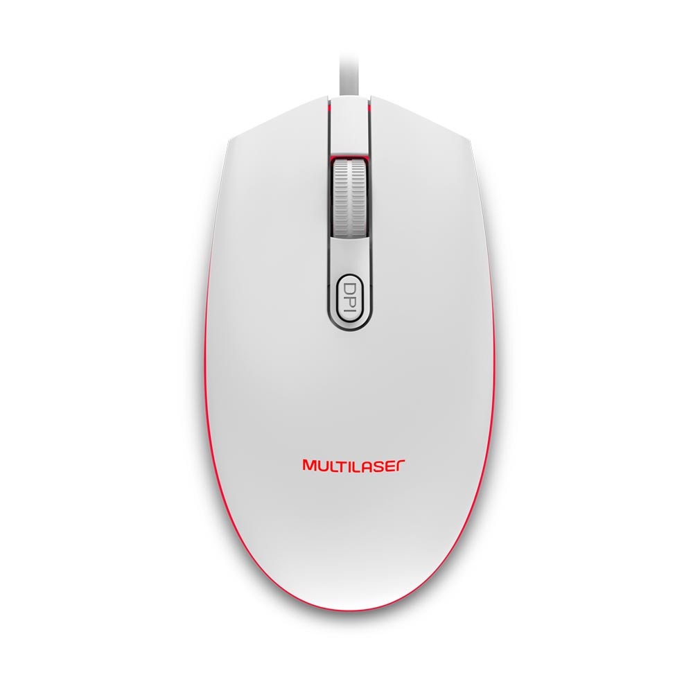 Mouse Gamer Multilaser 2400dpi Led 7 Cores Branco - MO299