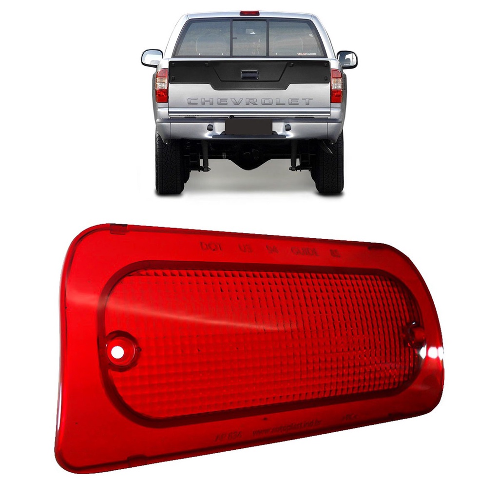 Lente Break Light GM Chevrolet S10 1995 até 2011 - Lente Lanterna de Freio teto brake Vermelha