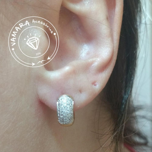 Semi Jóia (ouro) - Brinco Argola Micro Pavê