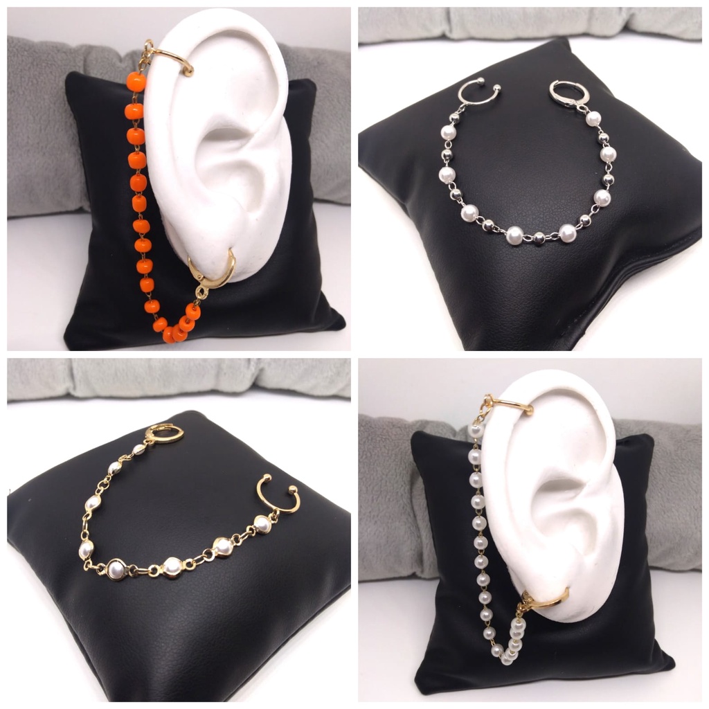 Ear Cuff Suspenso - Dourado ou Prata - Brinco - Biju Bijuteria - Brincos de Uma Orelha Pressão