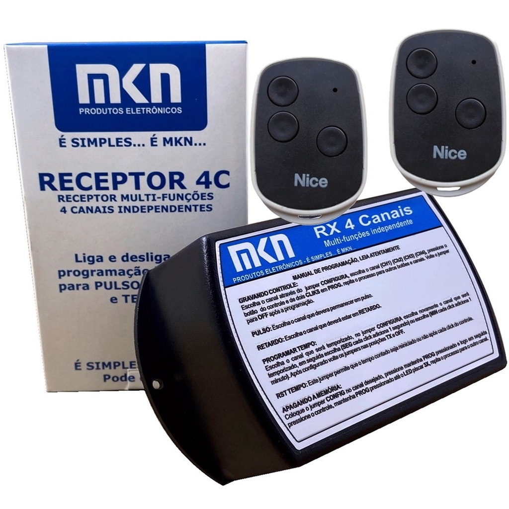 RECEPTOR 4 CANAIS MULTI FUNÇÕES 248TX MKN 2 TX CONTROLES