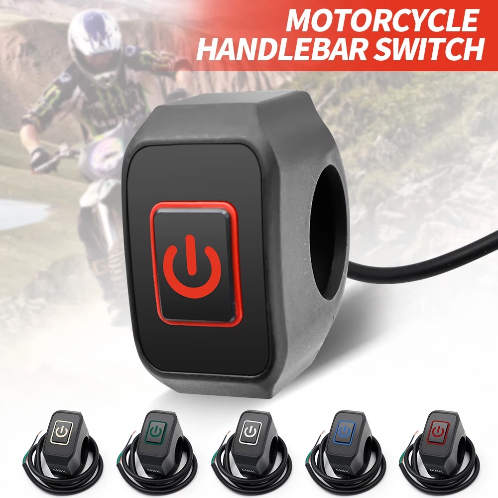 22mm Motocicleta Modificado Guiador Interruptor À Prova D'água Com Luz LED De Controle Botão Para Acessórios De Moto em Oferta na Shopee