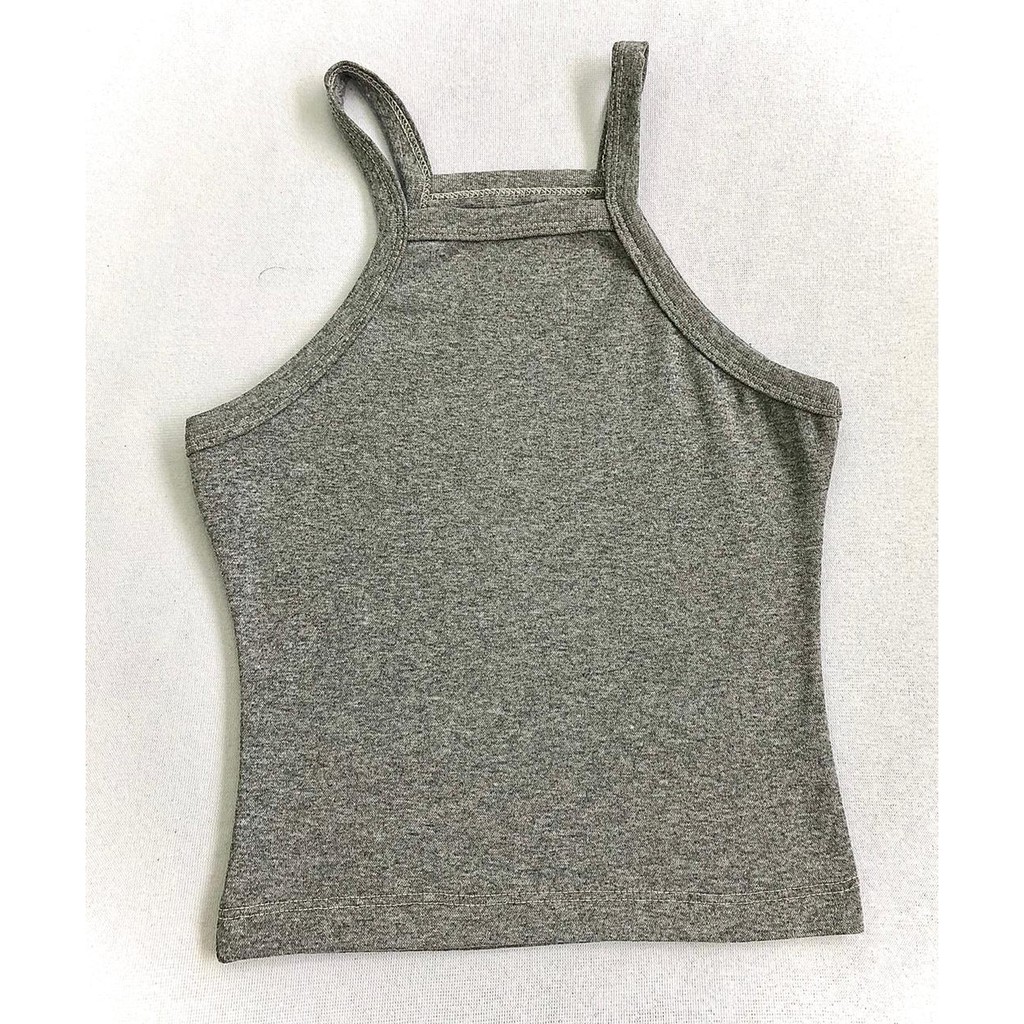 Cropped CINZA de alcinha 96% algodão 4% elastano.