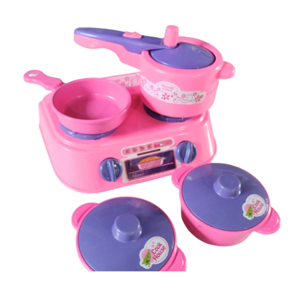 Cozinha Infantil Kit Jogo de Panelinhas + Fogão Cozinha de Brinquedo Kit 5 Peças