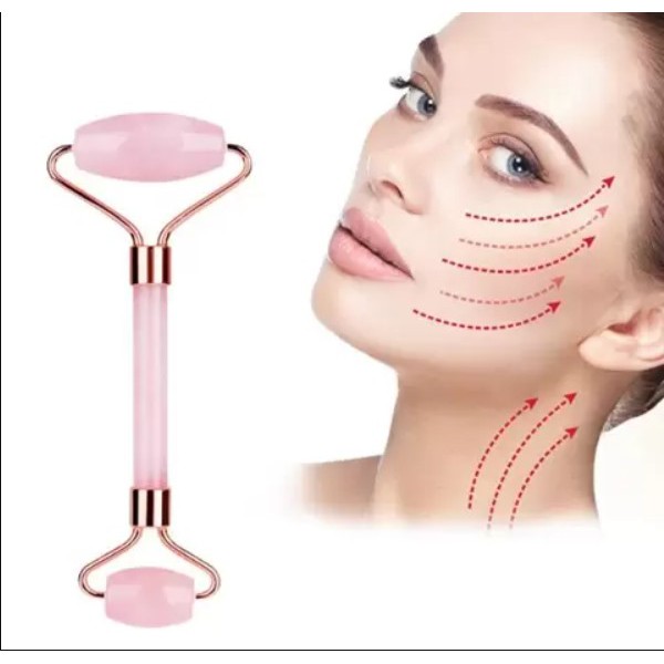 Rolo Massageador Facial Quartzo Rosa Pedra Natural Anti Rugas Relaxante Skincare Pronto Entrega