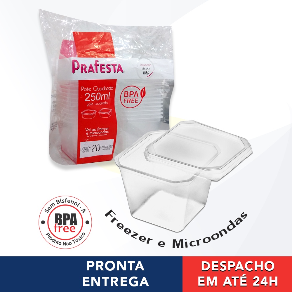 Kit 20 Pote Para Bolo De Pote Quadrado Plástico Descartável Prafesta