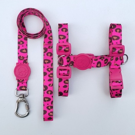 Peitoral H ant puxão para Cachorro Rosa Estampa Animal