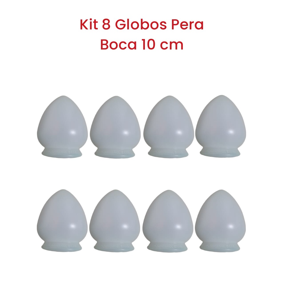 Kit 8 Globos Tipo Pera Com Boca 10cm Luminária Tipo Pera Iluminação Teto