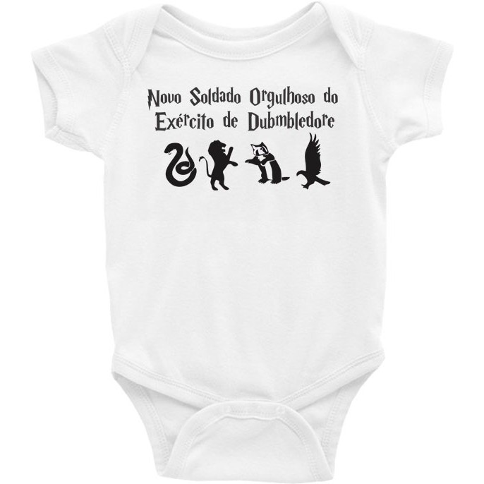 Roupa Body Bebê bebe infantil Novo Soldado Dumbledore - hogwarts grifinória sonserina lufa lufa potter bruxo bruxinho