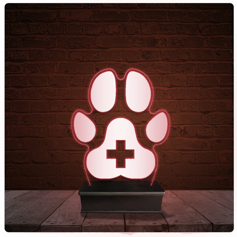 Abajur Luminária Acrílico Led - Clínica Veterinária pet dog