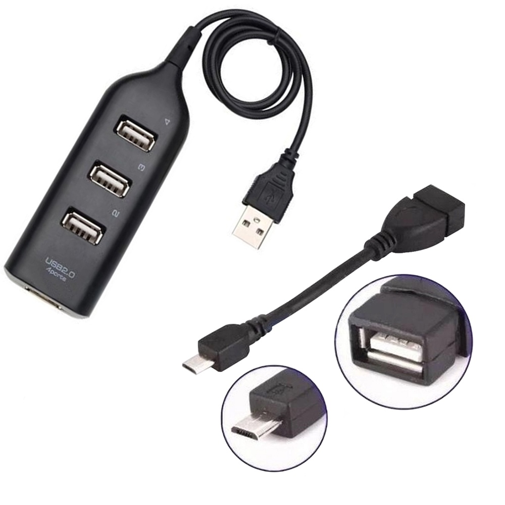 Mobilador Celular Hub 4 Portas Usb + Otg Micro Usb V8 Gamer Teclado Mouse Fio De 1 Metro