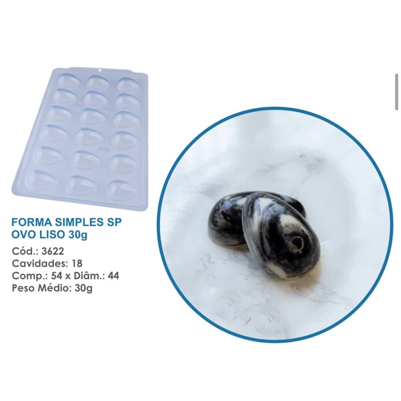 1~5 Forma BWB Simples Semiprofissional, Alto Rendimento Doces Finos Chocolates - SP Ovo Liso 30g em Oferta na Shopee