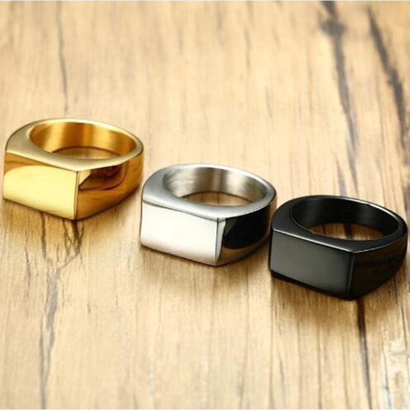 Anel Masculino Prata Preto Dourada Menino Jóias Simples