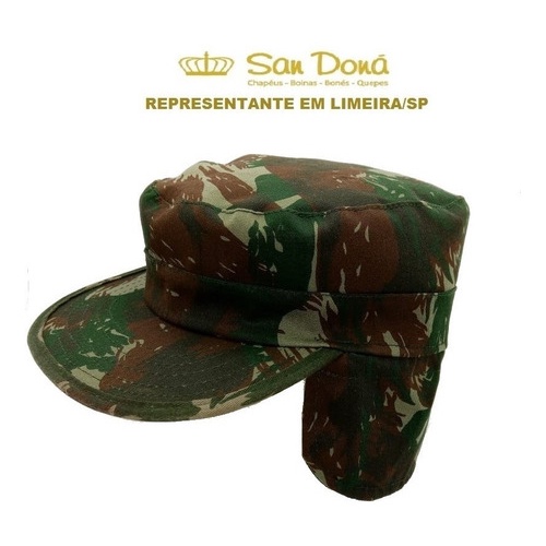 Quepe Boné Gorro Militar com Folho Camuflado Exército Original San Dona 54 a 61 cod 039