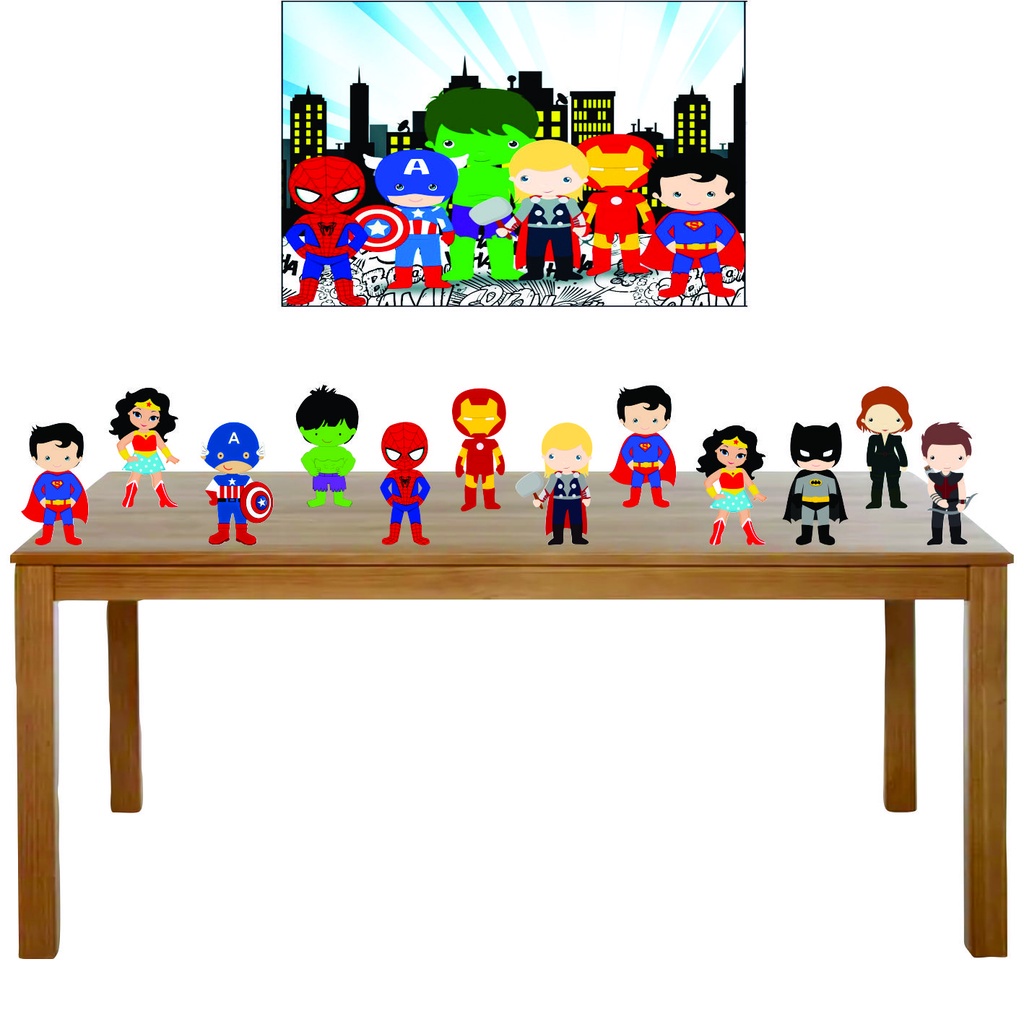 Kit Totens Display vingador cute - Display para mesa + Painel