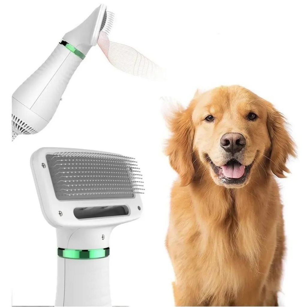 Escova Secadora Pet 2 em 1 Secador Silencioso Banho e Tosa Remove Pelos Cachorro Gato 220volts