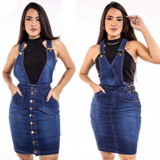 Jardineira Saia Jeans Escolha Seu Modelo Moda Feminina Evangelica Midi Lycra em Oferta na Shopee