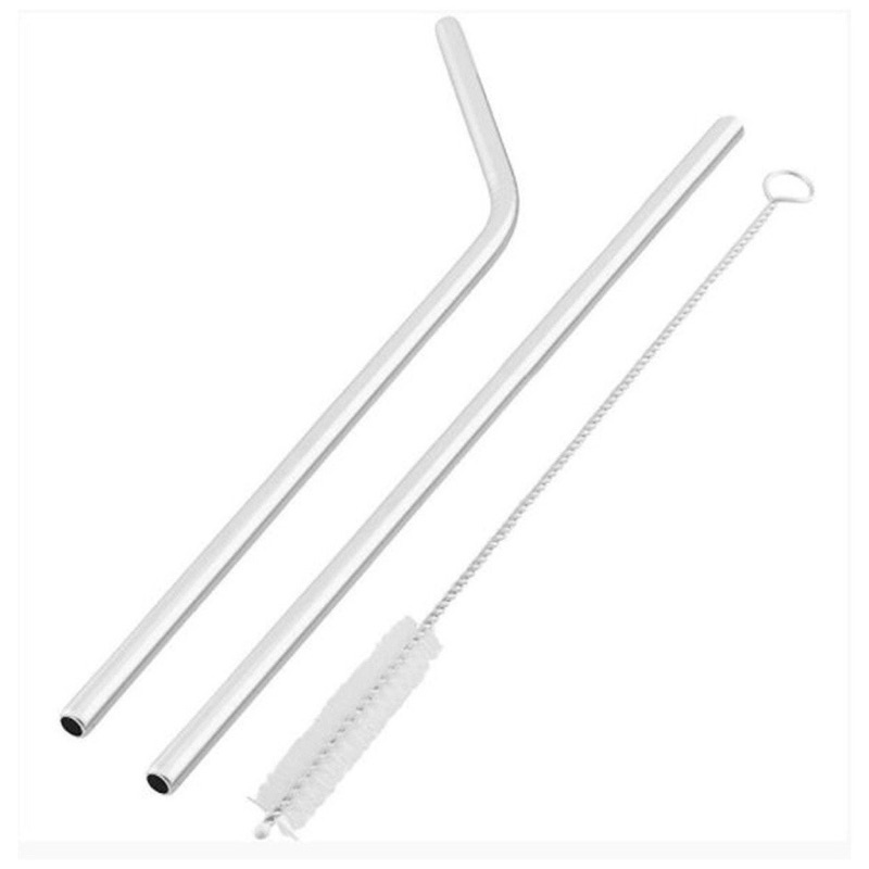 Kit 2 Canudos Inox Reutilizável Ecológico com Escova de Limpeza