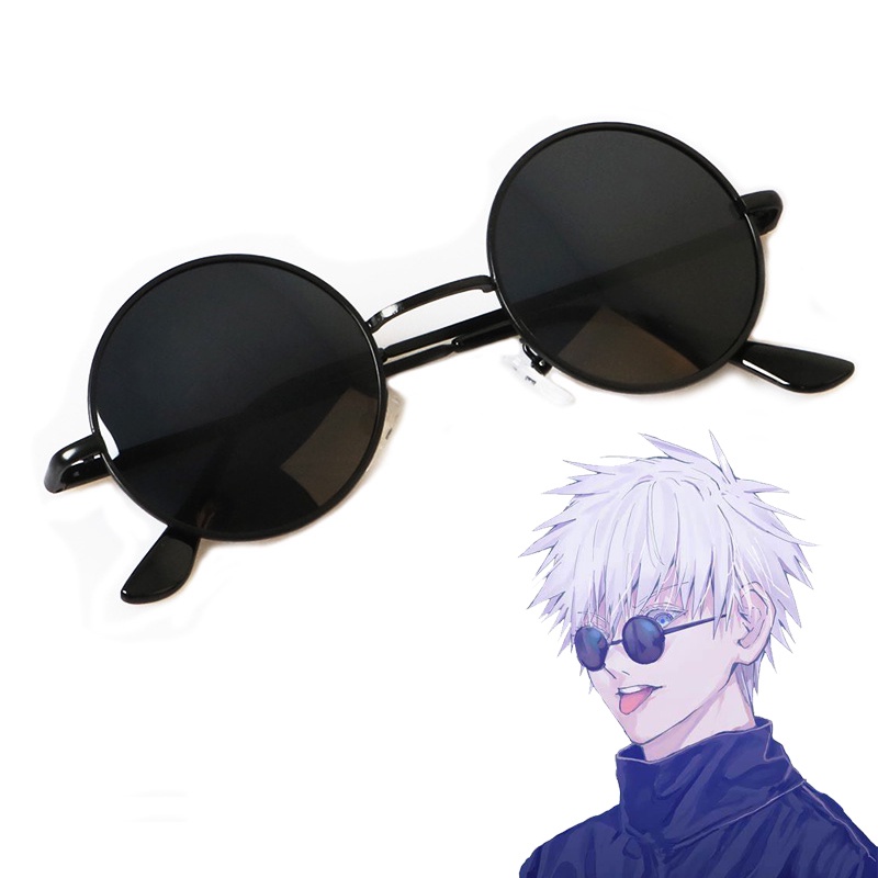 Jujutsu Kaisen Gojo Satoru Cosplay Adereços Pretos Óculos Steampunk Armação Redonda De Sol Acessórios em Oferta na Shopee