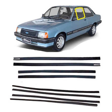 Kit Borrachas Canaletas E Pestanas Chevette 83/93 Com 8 Pcs em Oferta na Shopee