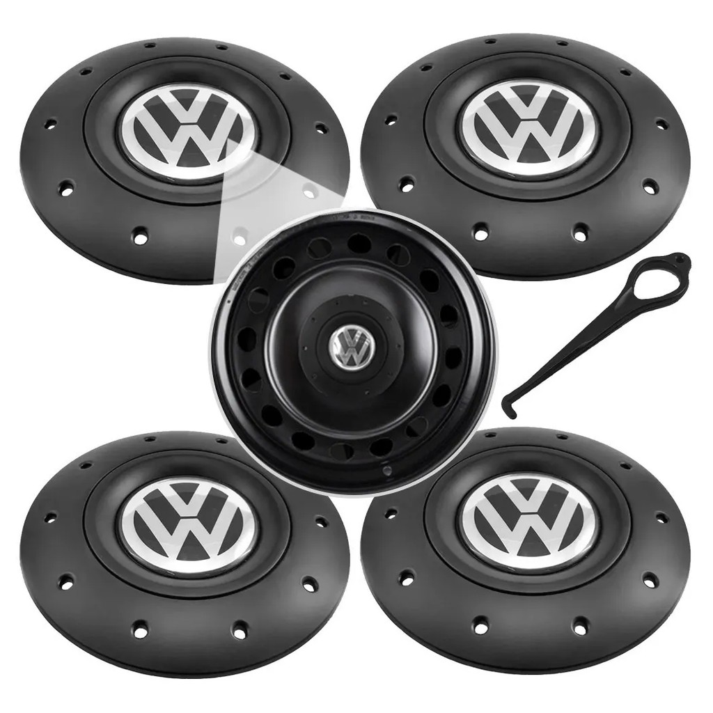 Jogo Calota Centro Roda Ferro Vw Amarok Aro 13 / 14 / 15 Gol G3 G4 G5 G6 Voyage G5 G6 Saveiro G3 G4 G5 G6 Santana Parati